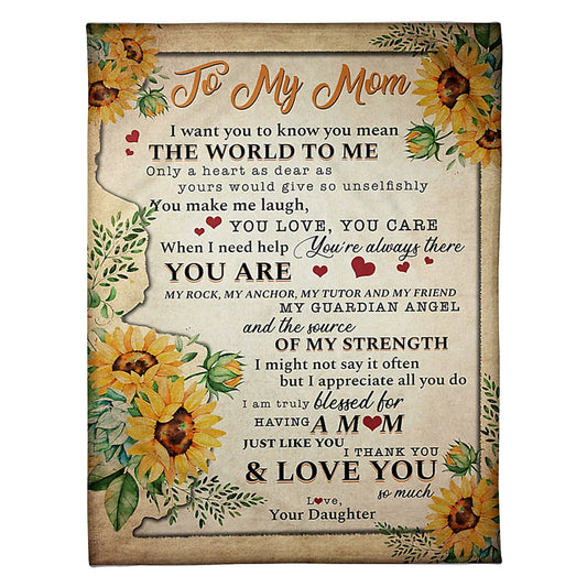 Sunflower To My Mom My Guardian Angel 50 x 60 Inch Flannel Blanket For Cozy Bedroom And Sofa Decor