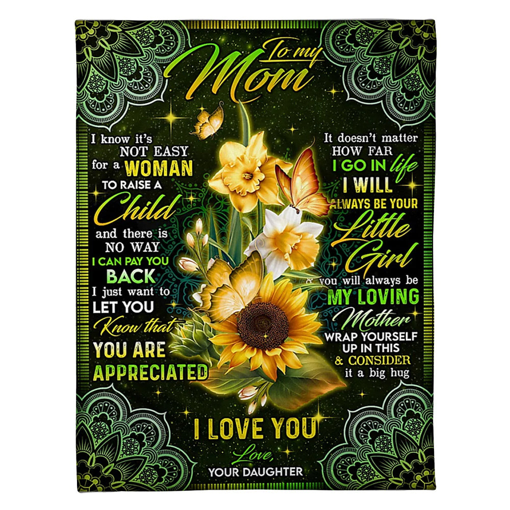 Sunflower Will Always Be The Greatest Mom 50 x 60 Inch Flannel Blanket For Cozy Bedroom And Sofa Decor