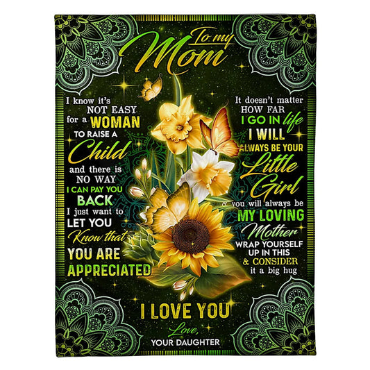 Sunflower Will Always Be The Greatest Mom 50 x 60 Inch Flannel Blanket For Cozy Bedroom And Sofa Decor