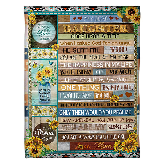 Sunflower Warm Sunshine Love Daughter Gift Flannel Blanket For Cozy Bedroom And Sofa Decor