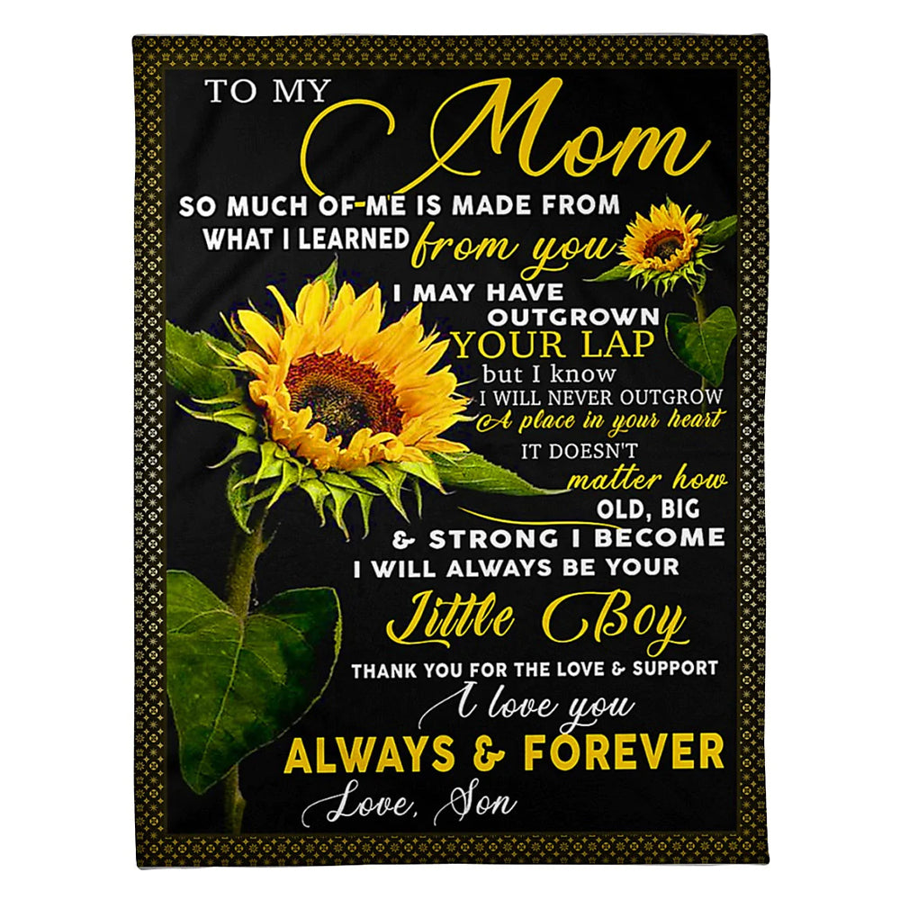 Sunflower Deep Appreciation Message Little Boy 50 x 60 Inch Flannel Blanket For Cozy Bedroom And Sofa Decor