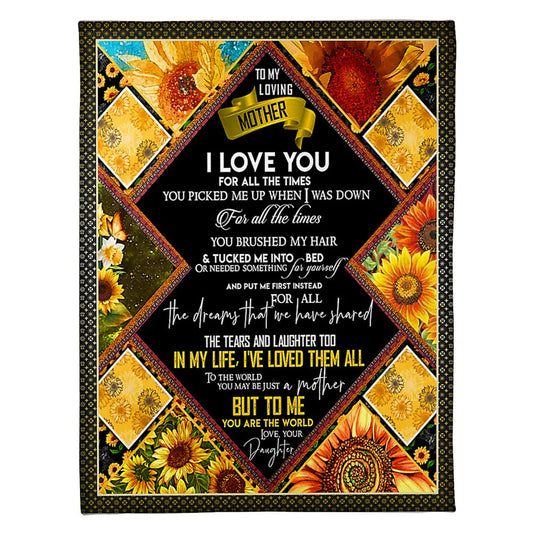 Sunflower Beloved Mother Message 50 x 60 Inch Flannel Blanket For Cozy Bedroom And Sofa Decor