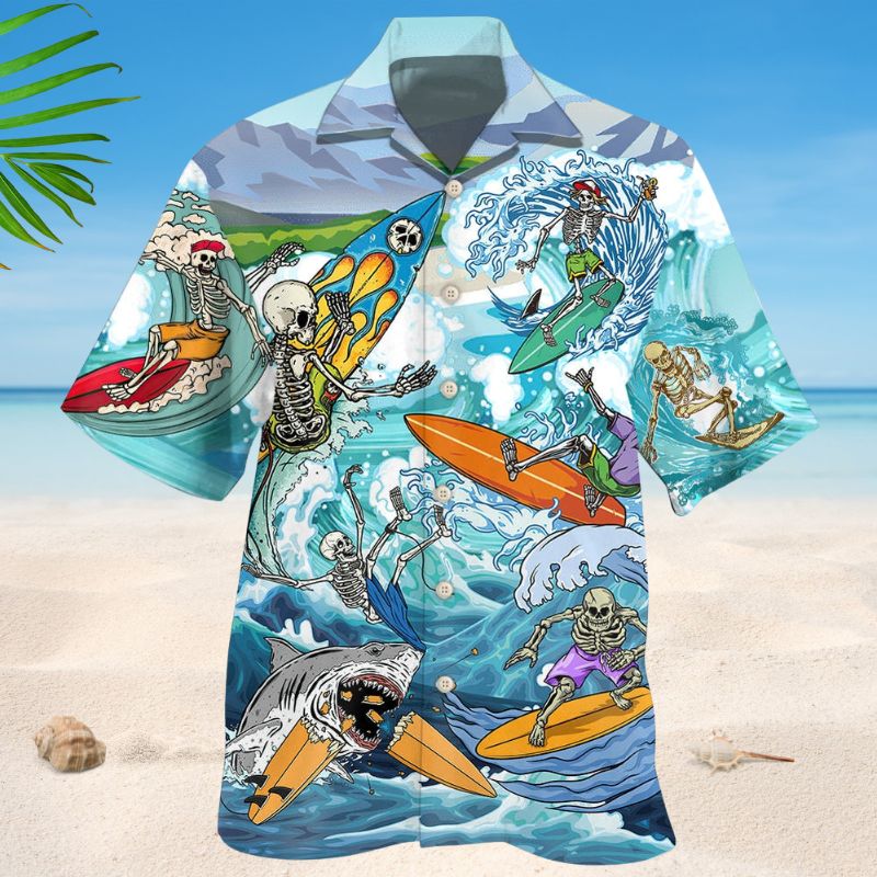Surfing Skull Cool Style – Hawaiian Shirt