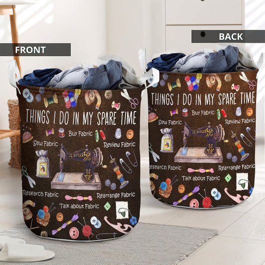 Things I do in my spare time sewing - Laundry basket - LAUB06TNH240222 - Owls Matrix LTD