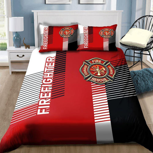 Sweet Firefighter Symbol Bedding Cover For Firefighter Bedroom Decor