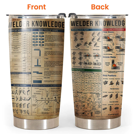Welder Love Knowledge 20 Oz Insulated Stainless Steel Tumbler For Travel Gifts
