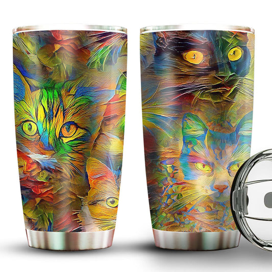 Cat Beautiful Colorful Painting 20 Oz Tumbler