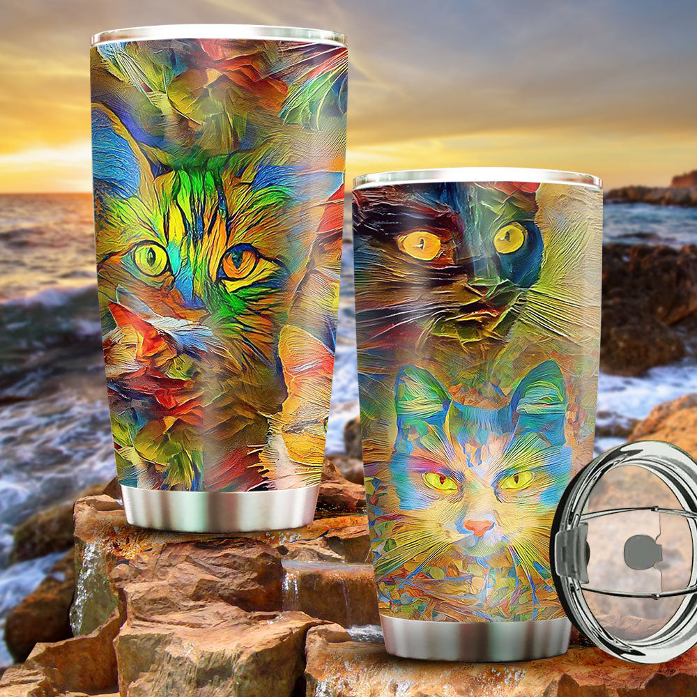 Cat Beautiful Colorful Painting 20 Oz Tumbler