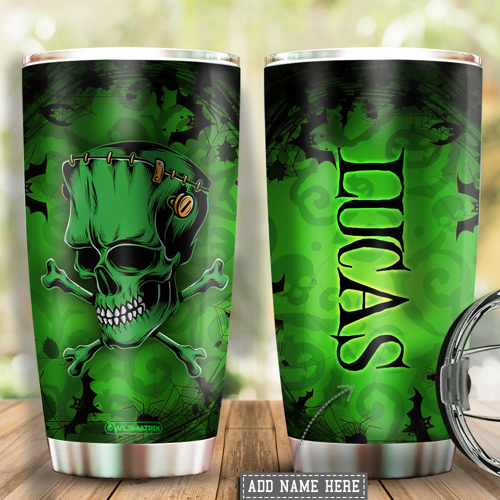 Halloween Skull With Smile Green Personalized 20 Oz Tumbler