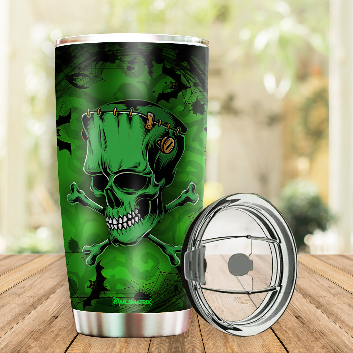 Halloween Skull With Smile Green Personalized 20 Oz Tumbler