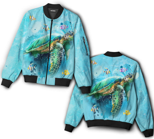 Turtle loves fish - Bomber jacket - BOMJ07TNH080921-Owls Matrix