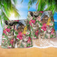 Tabby Cat Summer Tropical Floral – Beach Short
