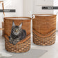 Tabby Cat Rattan Texture - Laundry Basket - Owls Matrix LTD