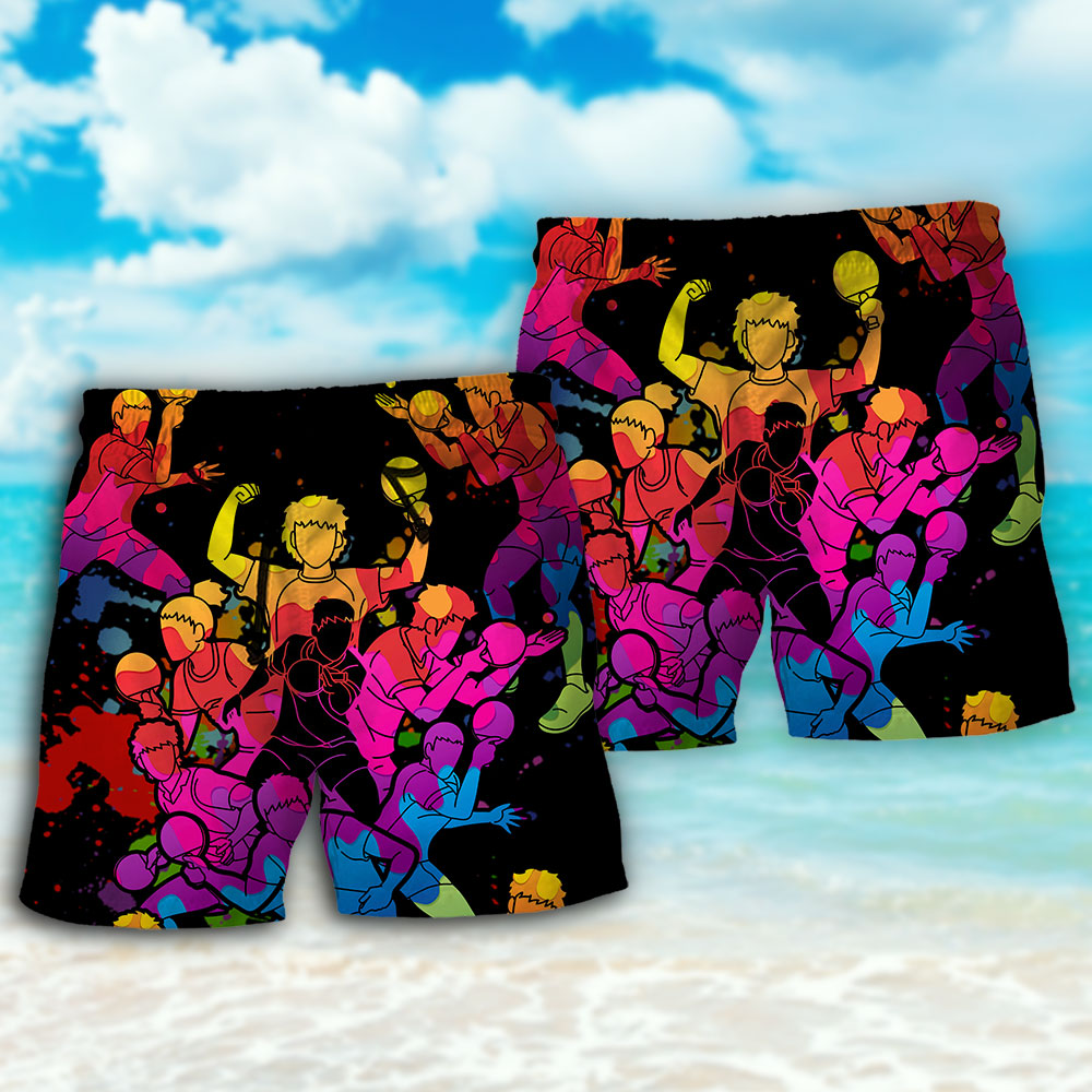 Table Tennis Color Art - Beach Short - Owls Matrix LTD