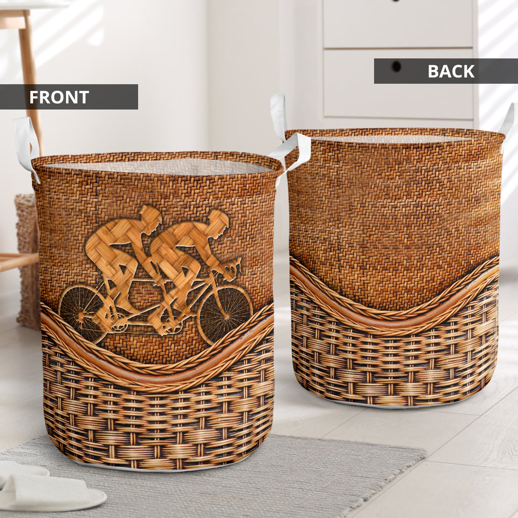 Tandem Bike Rattan Teaxture - Laundry Basket - Owls Matrix LTD