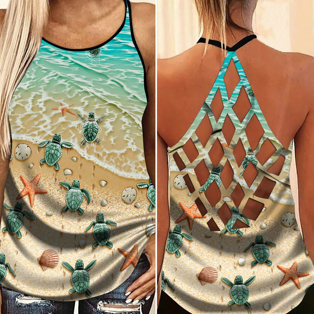 Turtle Loves Beach Loves Ocean Limited Edition 11 – Hollow Tank Top