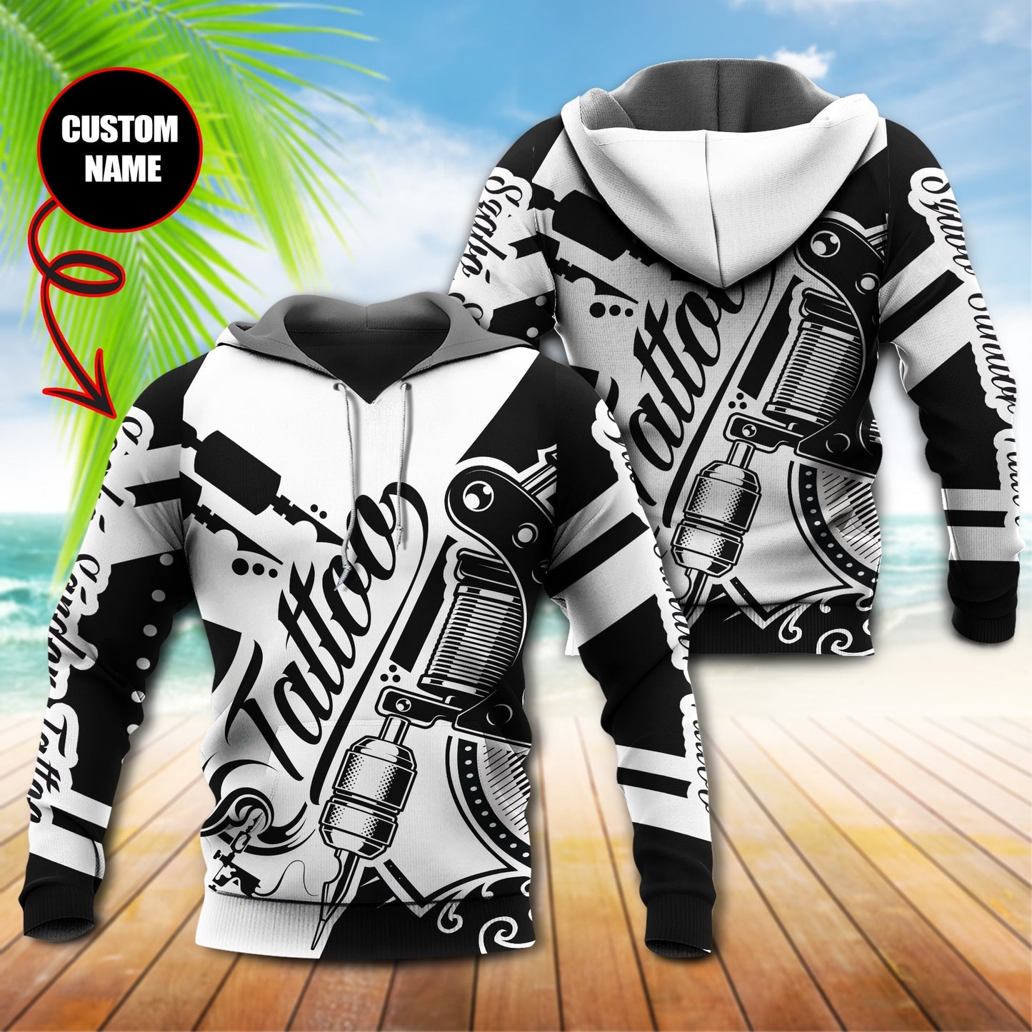 Tattoo Black White Classic Personalized - 3D Hoodie