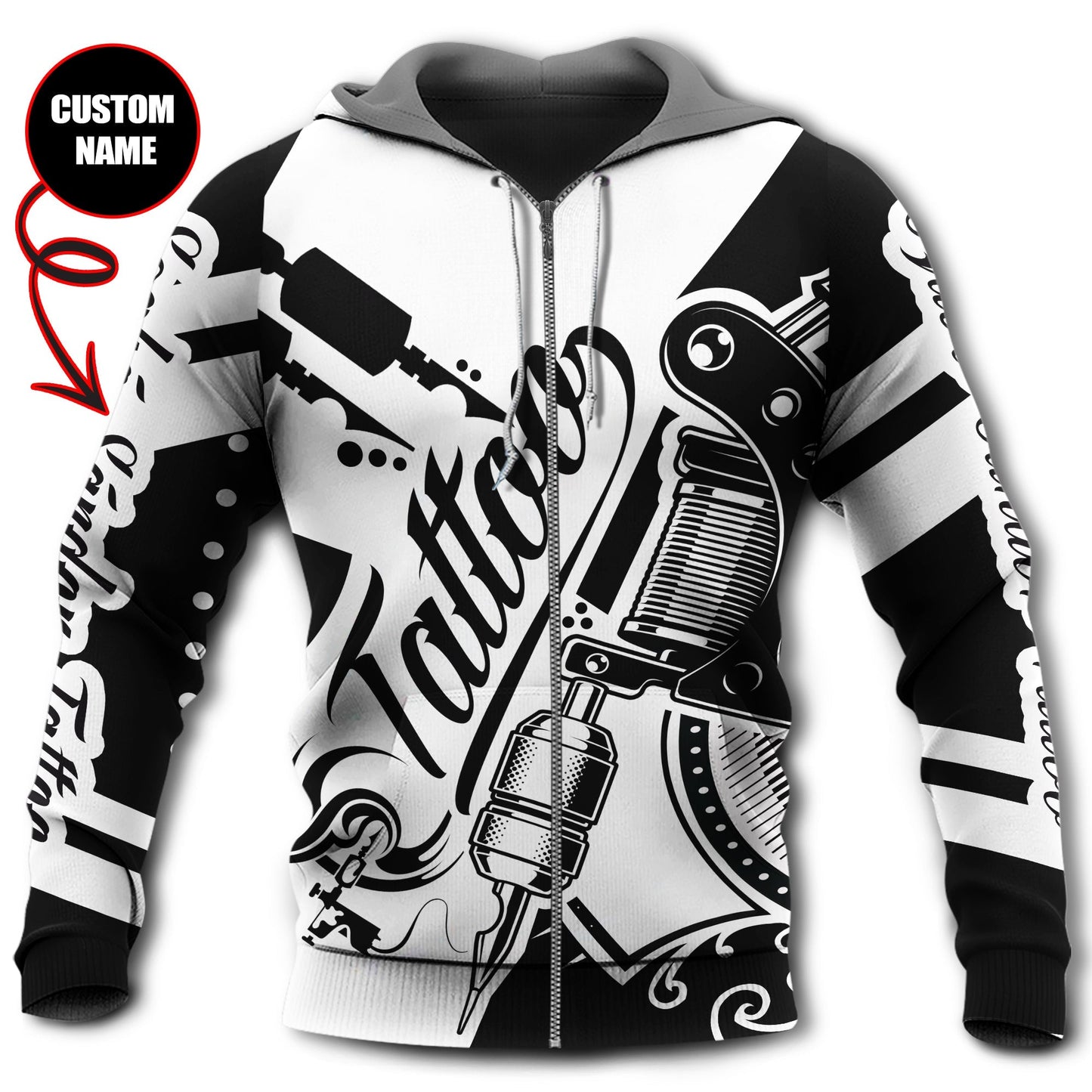 Tattoo Black White Classic Personalized - 3D Hoodie