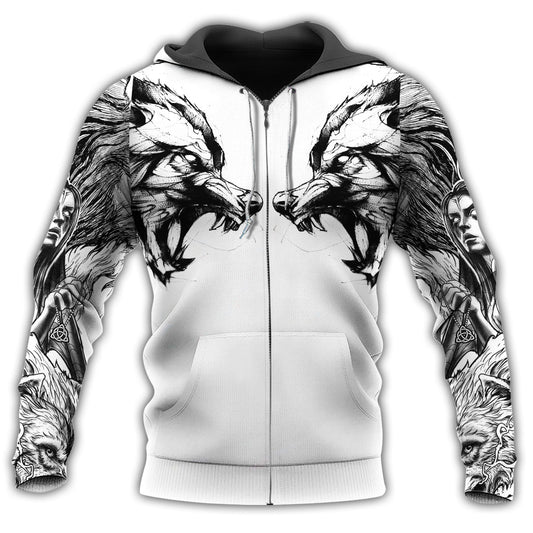 Tattoo Wolf Symmetry Art - 3D Hoodie