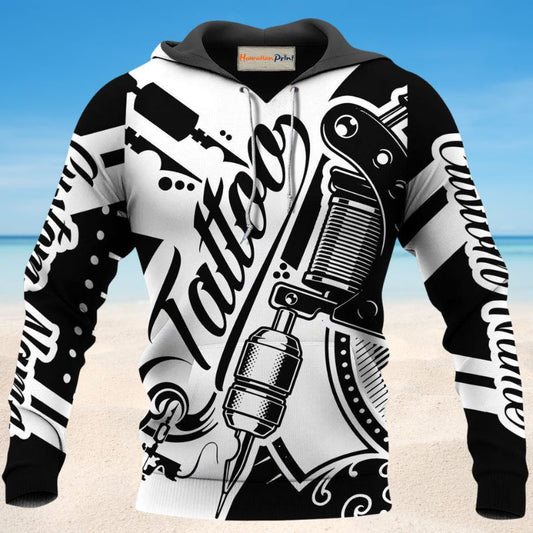 Tattoo Black And White Custom Name Art – 3D Hoodie