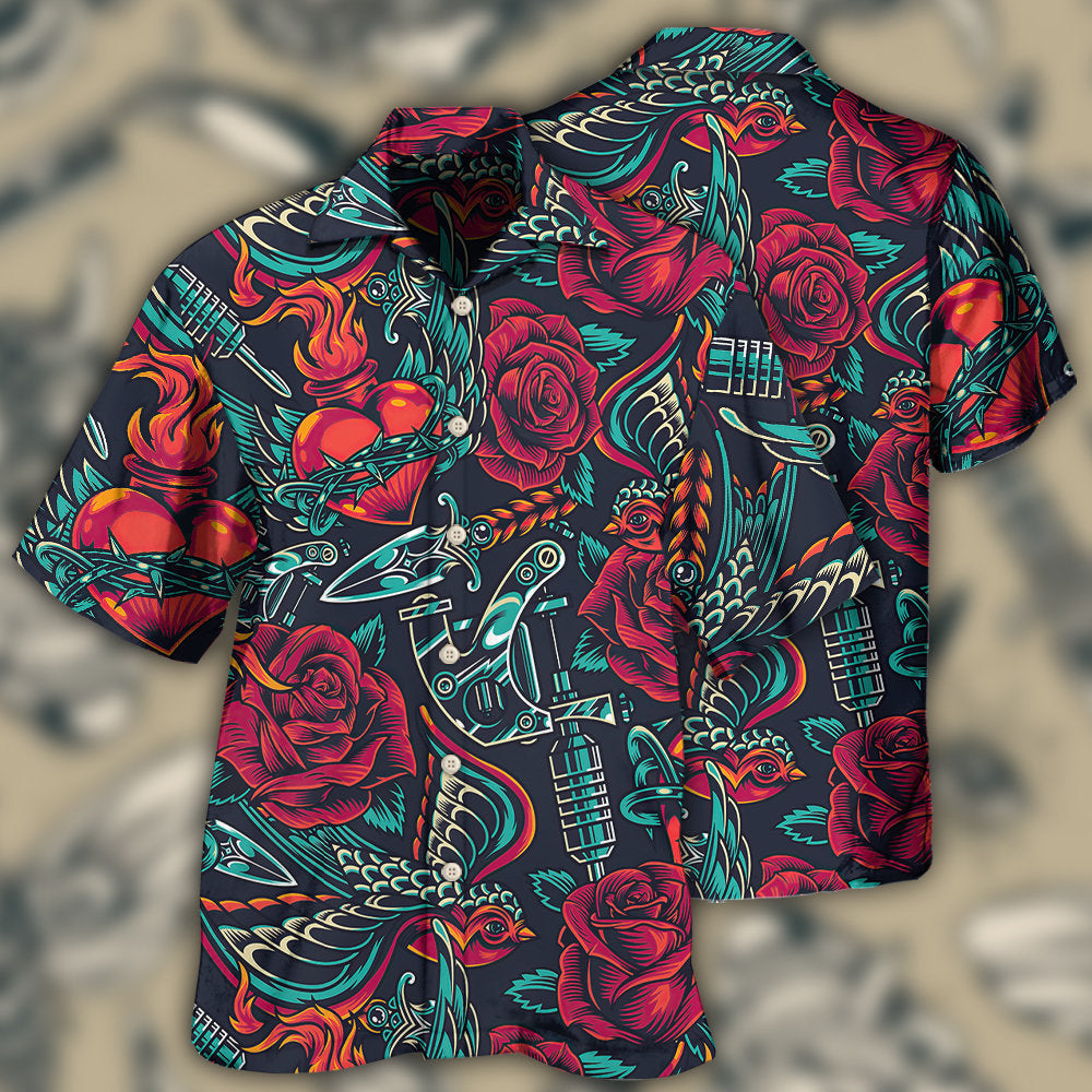 Tattoo Rose Heart Style – Hawaiian Shirt