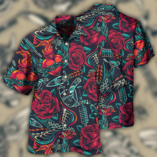 Tattoo Rose Heart Style – Hawaiian Shirt