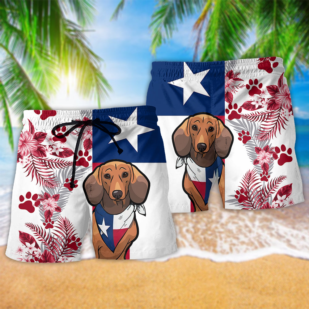 Texas Peace Life Dachshund Dog Art – Beach Short