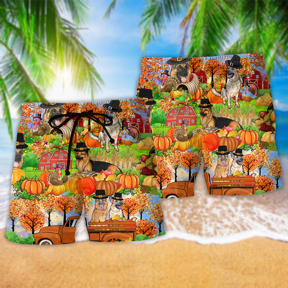 Thanksgiving German Shepherd Holiday Art – Beach Short