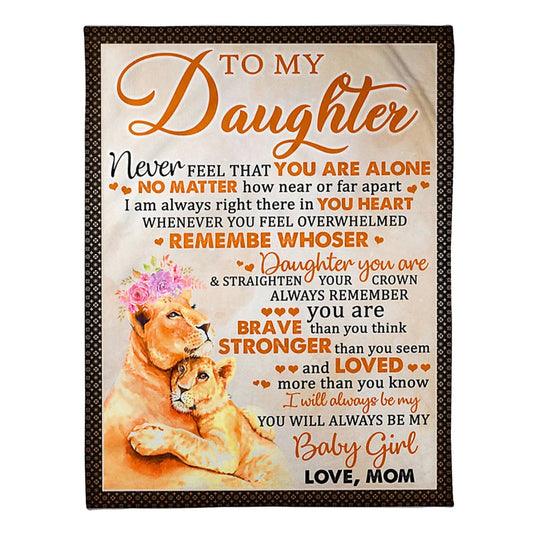 Tiger Never Feel That You Are Alone Mom To Daughter 50 x 60 Inch Flannel Blanket For Cozy Bedroom And Sofa Decor