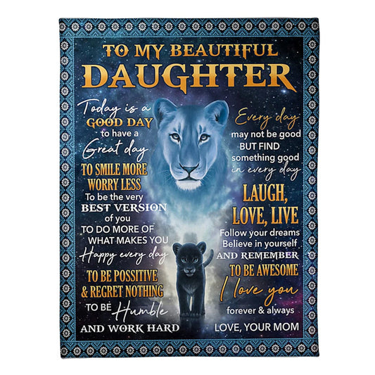 Tiger Today Is A Good Day Mom To Daughter 50 x 60 Inch Flannel Blanket For Cozy Bedroom And Sofa Decor