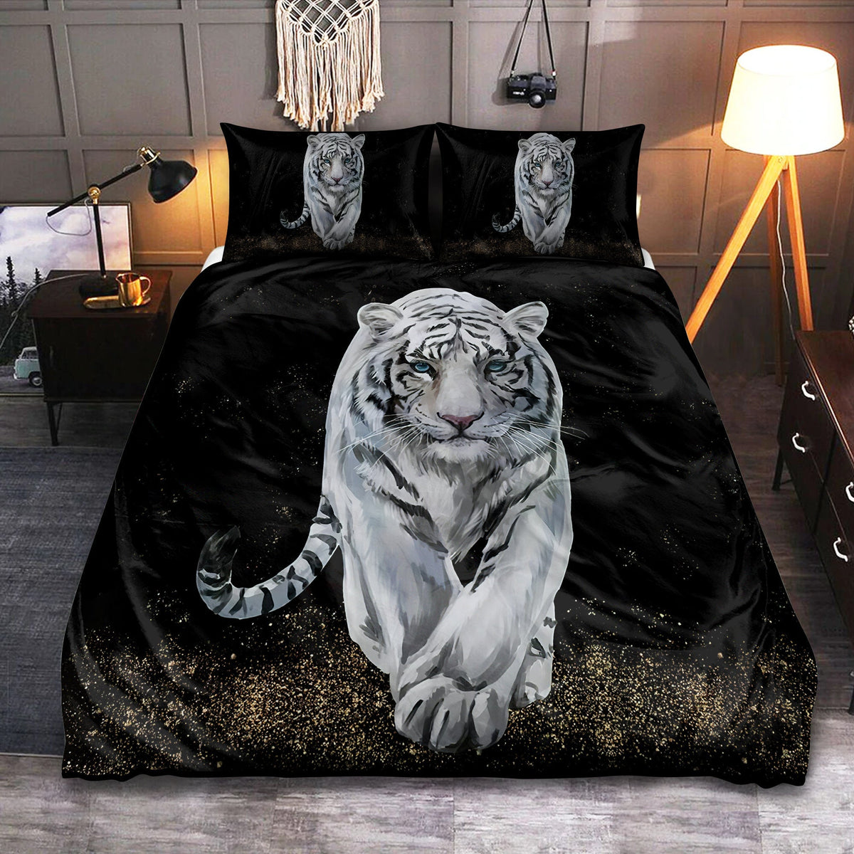 White Tiger Wildlife Bedding Cover For Nature Bedroom Decor