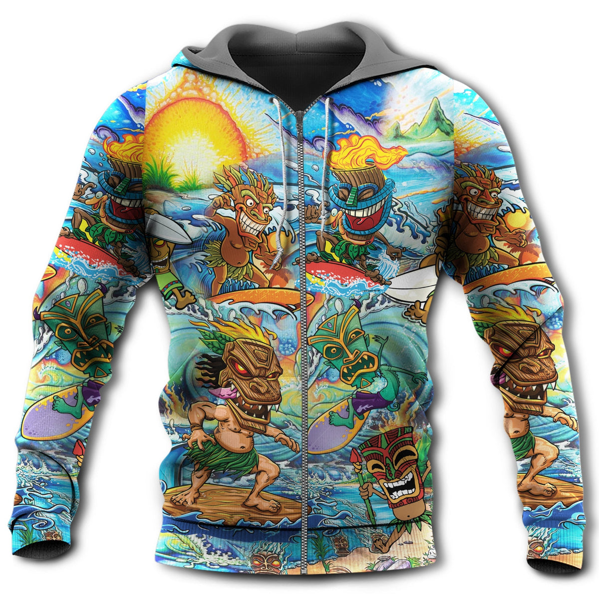 Tiki Aloha Surfing Sunset Style - 3D Hoodie