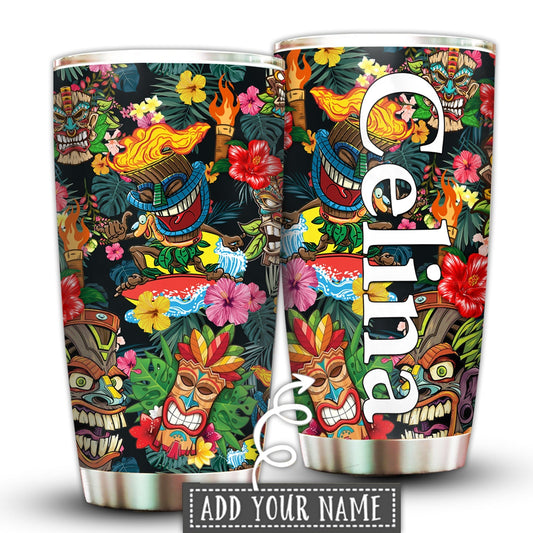 Tiki Holiday Tropical Personalized 20 Oz Tumbler For Coffee Travel And Daily Use