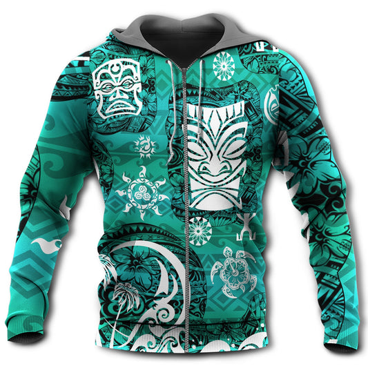 Tiki Turtle Green Island Style - 3D Hoodie