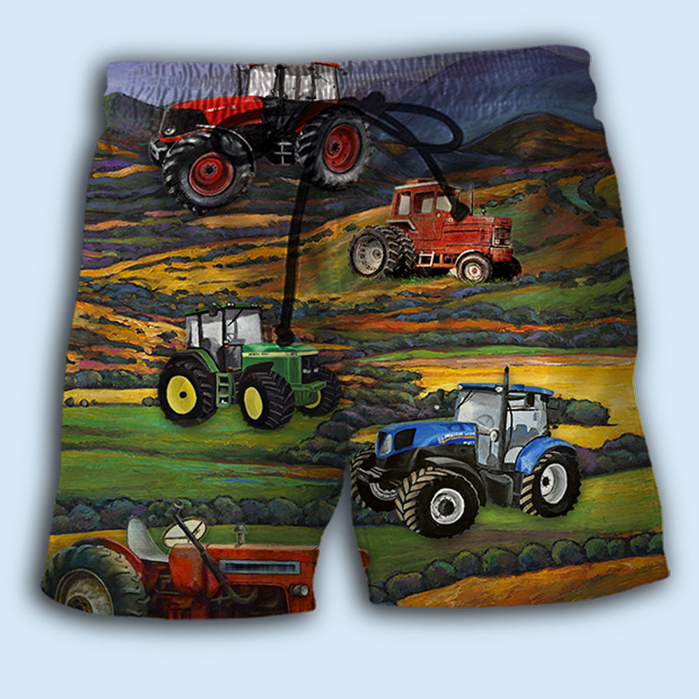 Tractor Mountain Vintage Artwork – Beach Short