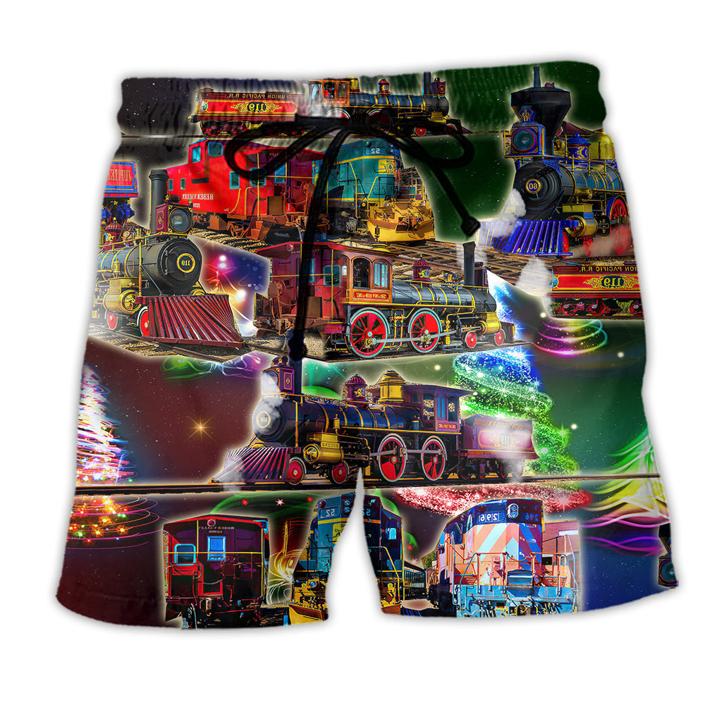 Christmas Train Warm Night Scene – Beach Short