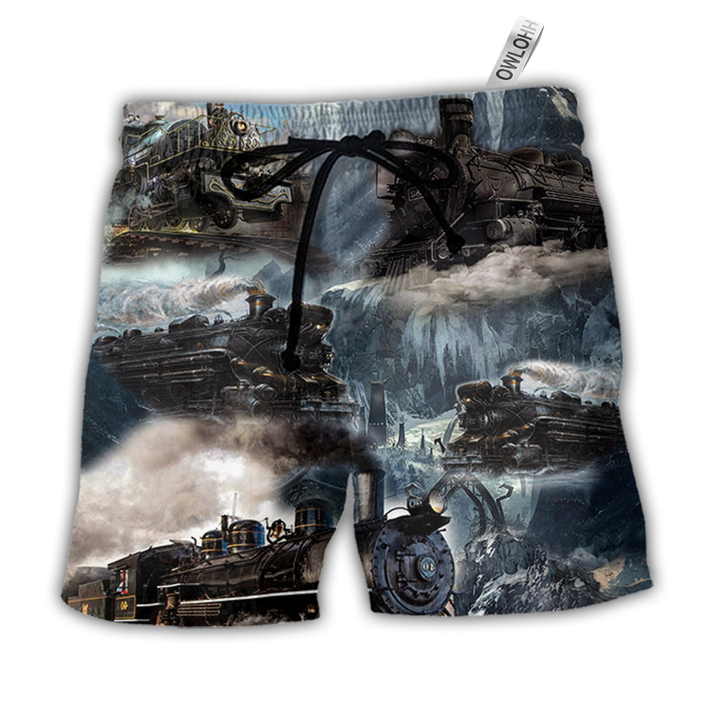 Beach Short / Adults / S Train Style Near The Stream - Beach Short - Owls Matrix LTD