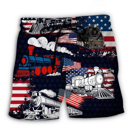 Train USA Independence Day Tribute - Beach Short