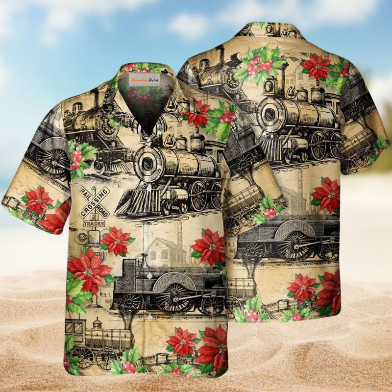 Train Vintage Merry Christmas – Hawaiian Shirt