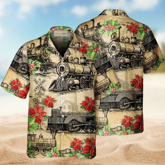 Train Vintage Merry Christmas – Hawaiian Shirt