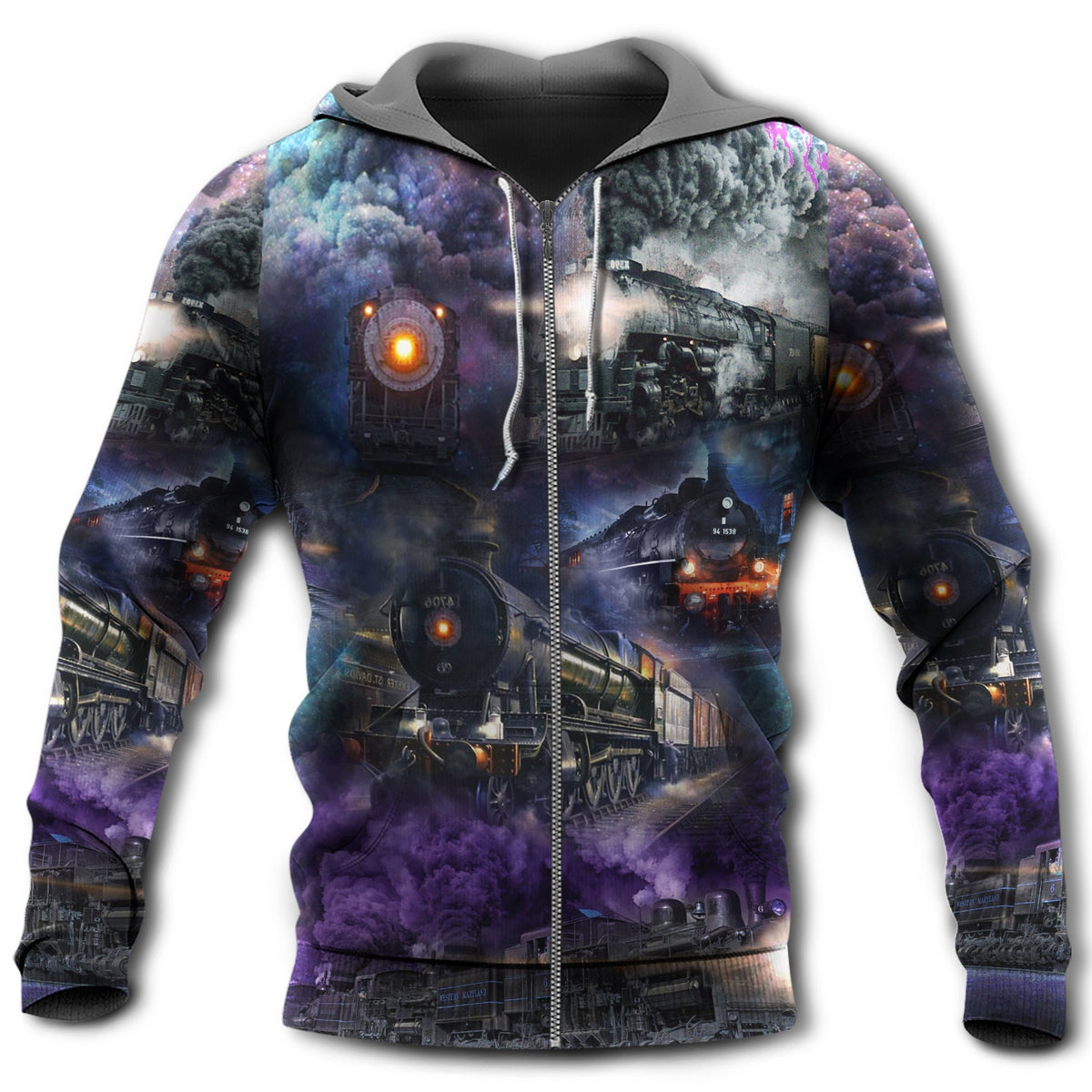 Night Train Billowing Smoke Style - 3D Hoodie