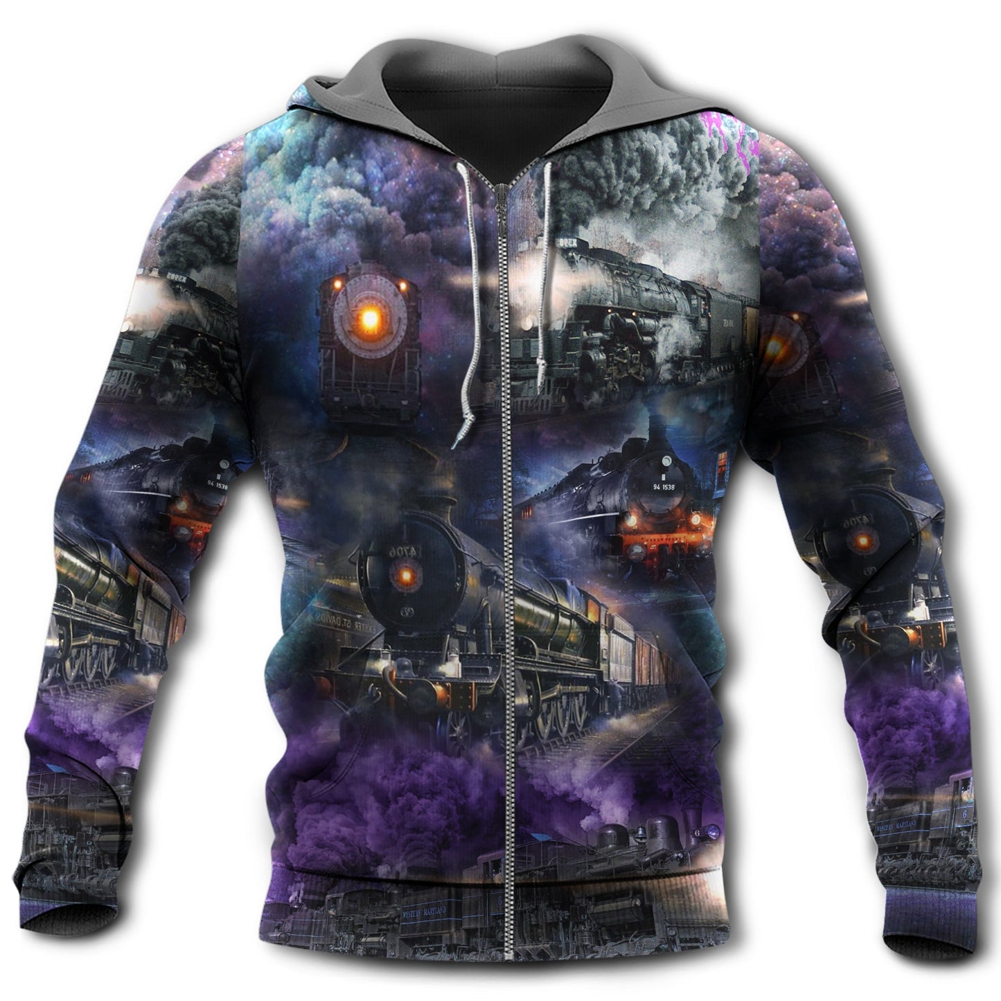 Night Train Billowing Smoke Style - 3D Hoodie