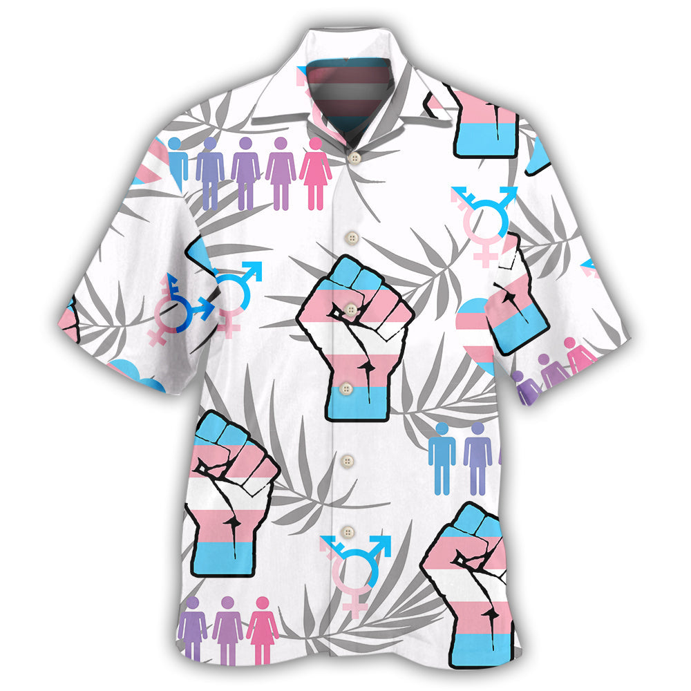 LGBT Transgender Pride Tropical Leaf Design – Hawaiian Shirt