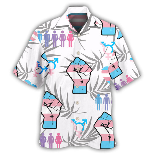 LGBT Transgender Pride Tropical Leaf Design – Hawaiian Shirt