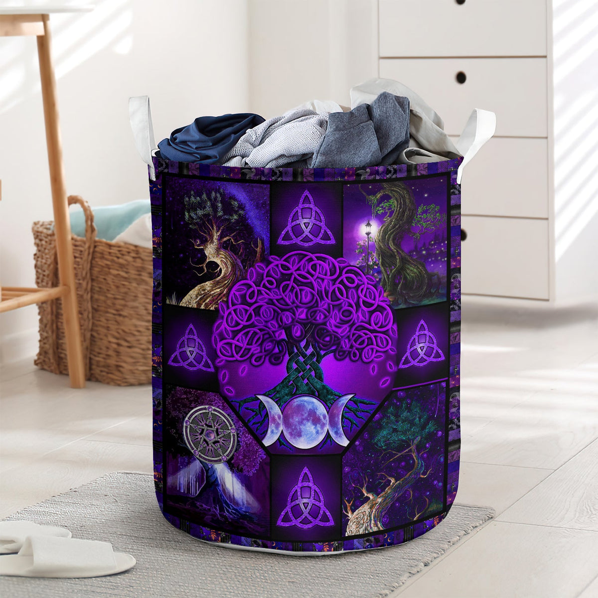 Fanciful celtic tree of Life - Laundry basket - LAUB01LIN280222-Owls Matrix
