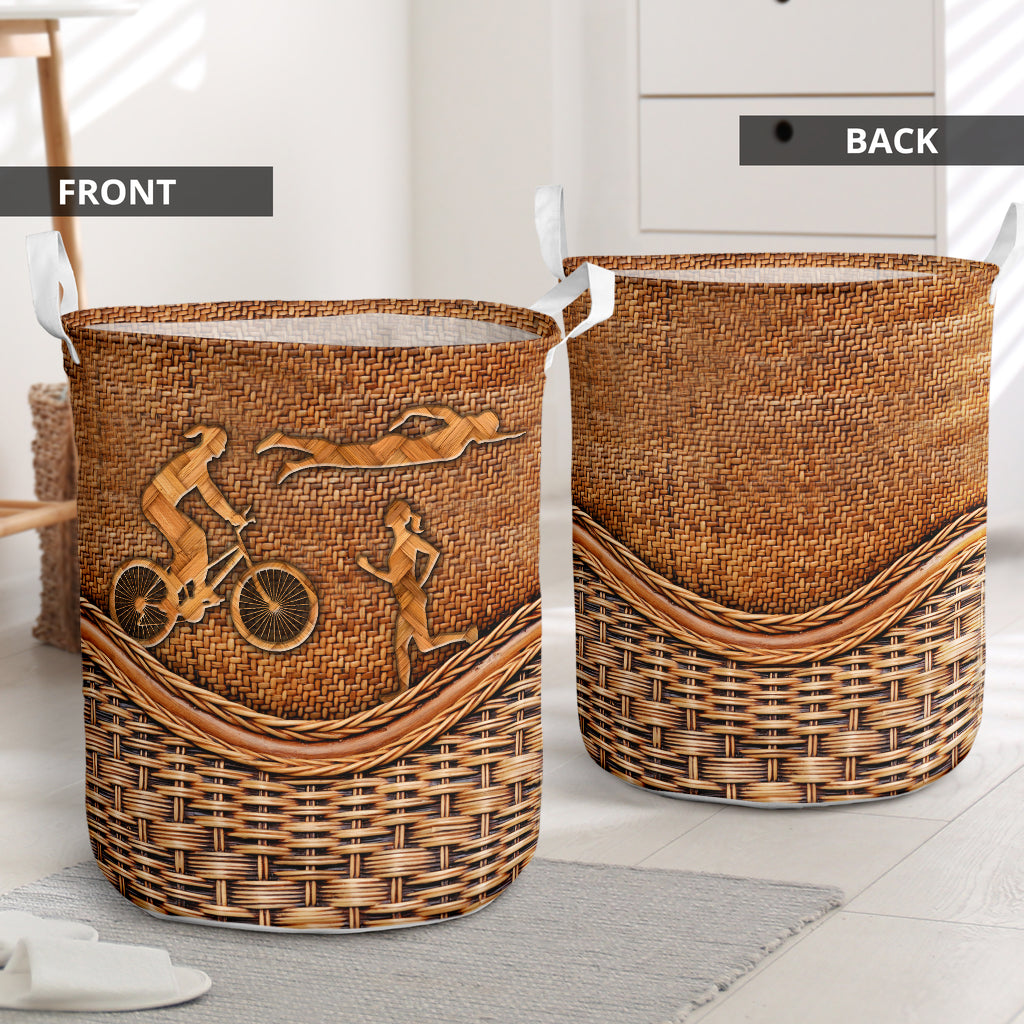 Triathlon Rattan Texture Happy Life - Laundry Basket - Owls Matrix LTD