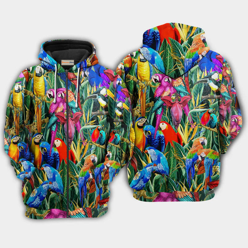 Tropical Parrot Art – 3D Hoodie