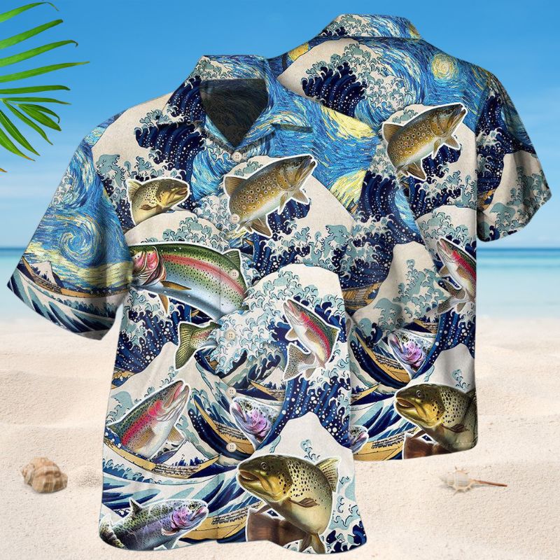 Trout Fishing Big Waves Style – Hawaiian Shirt