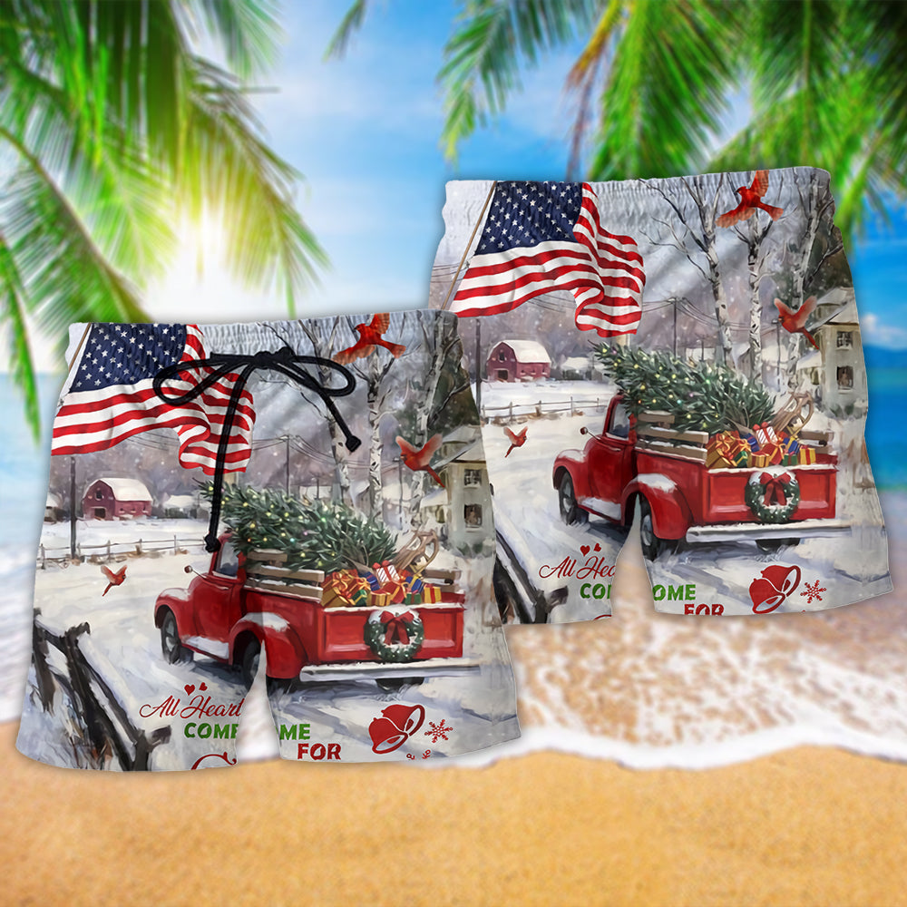 Christmas Cardinal Truck Home – Beach Short