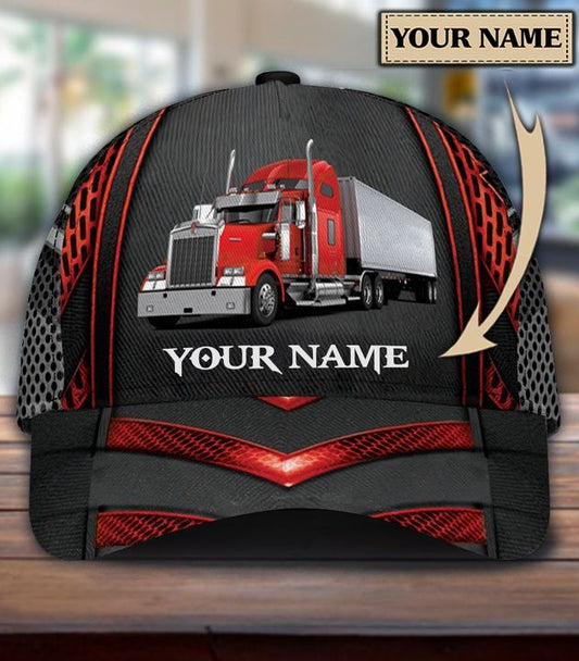 Truck Strong Red Black Personalized – Classic Cap